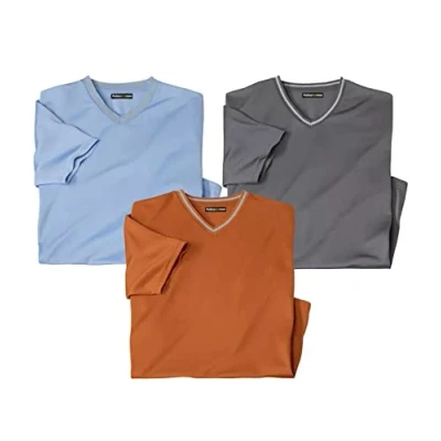 Image de ATLAS FOR MEN Lot de 3 Tee Shirts Col V Homme Coupe Impeccable Manches Courtes Confort Disponibles en Grandes Tailles du M au 5XL