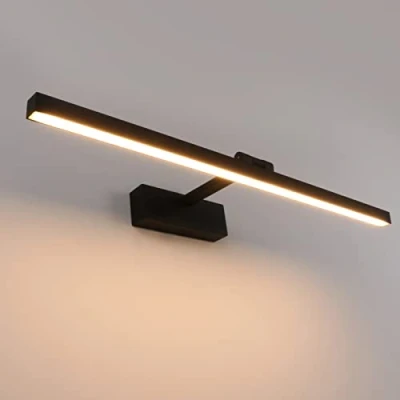 Image de Klighten Lampe Miroir LED Salle de Bain 60cm, 18W 1170 Lumen, IP44 Étanche Applique Murale 180 Rotatif, Lumière Moderne, Blanc Chaud 3000K, Schwarz