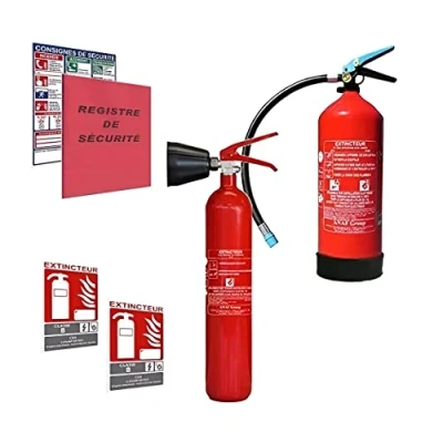 Image de LIFEBOX JOD1 Pack de Sécurité Incendie ERP 1 Extincteur 6l AB et CO2 2kg Panneaux Signalétiques Kit Anti Feu Idéal pour Commerce, Bateau Camping Car