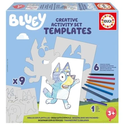 Image de Educa Ensemble créatif Bluey, Dessinez des Personnages et d&#039;autres éléments de la série Bluey à l&#039;aide modèles en Carton prédécoupés. Jeu partir 3 4 5 6 Ans (19886)