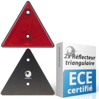 Image de valonic réflecteur triangulaire, 2 pièces certifié selon ECE : R3.02 Class IIIA 15cm pour remorque rouge pas de vis incluses, catadioptre