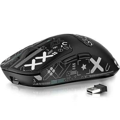 Image de ATTACK SHARK X3 49g Superlight Mouse avec Bande, Capteur de Jeu PixArt PAW3395, Souris sans Fil/Filaire BT/2.4G, 6 DPI 26000, Batterie 200 Heures, Bureau pour Win11/Xbox/PS/Mac