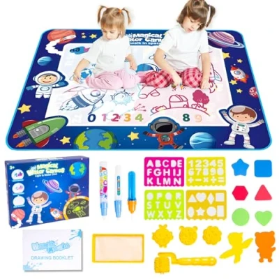 Image de GIBOHOM Tapis Dessin Eau Bebe 80 x 100cm de à l&#039;eau pour Bébé Jouet Enfant, Réutilisable avec Jeu D&#039;outils Peinture, Style Océan