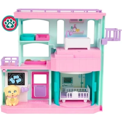 Image de Little Live Pets Set de Jeu Mama Surprise Families Clinique pour bébés, Découvre 3 bébés Retrievers, Double Face (27,8 cm x 23,8 cm), Nourris, Lave et Joue, Cadeau Amusant Les Enfants