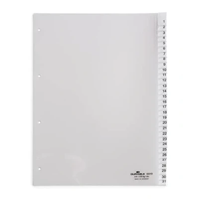Image de Durable 681919 Index Numérique en Plastique, A4 Portrait, Couverture Complète, 1 31, Transparent