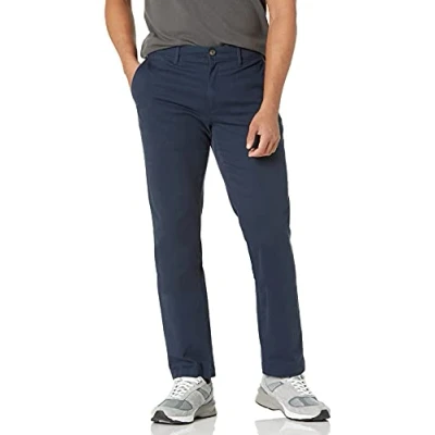 Image de Amazon Essentials Pantalon Chino Extensible, Style décontracté, Coupe Slim Homme, Bleu Marine, 34W / 34L