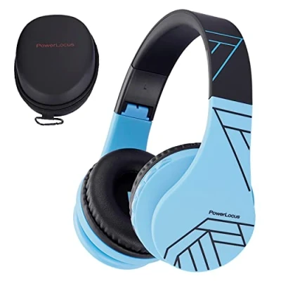 Image de PowerLocus Casque Bluetooth pour Enfant, Audio Sans fil Enfants, stéréo avec Microphone et 85DB Volume limité, Confortable écouteurs Réglable Pliable Smartphone,Tablet etc