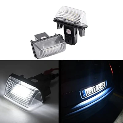 Image de LEDFEWAG 2 Pièces LED Éclairage plaque immatriculation auto Compatibile pour Citroen C3 C4 C5 C6 Peugeot 407 406 306 307 308