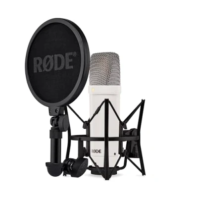 Image de RØDE NT1 Série Signature Microphone à condensateur avec Accessoires pour la Production Musicale, l&#039;enregistrement Vocal, Le Streaming et Les podcasts (Blanc)