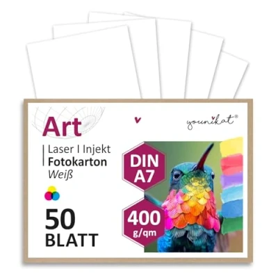 Image de younikat Lot de 50 cartons bricolage vierges Format A7 400 g Carte à personnaliser, bricoler, peindre et écrire Pour scrapbooking bien plus encore Blanc dv_1005