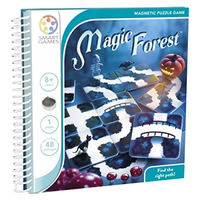 Image de SmartGames La Fôret Enchantée Jeu de Voyage Magnétique Trouvez les Bons Chemins pour Récuperer Objets 48 Défis 1 Joueur A partir 6 Ans, Noir