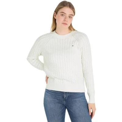 Image de Tommy Hilfiger Cable Sweater Pullover, Femme, Taille: XL, Ecru