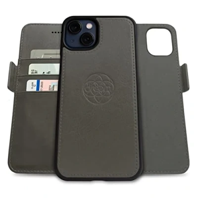 Image de dreem Fibonacci Compatible avec iPhone 13 Mini funda cartera / 2 en 1 étui Antichoc et Folio Amovible Cuir végétal, MagSafe, Protection RFID [Gris]