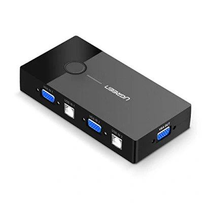 Image de UGREEN KVM Switch USB 2 Ports VGA Entrées à 1 Sortie pour PC Écran Clavier Souris Imprimante Scanner Câbles Inclus