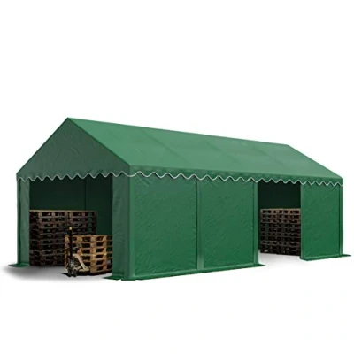 Image de TOOLPORT Tente de Stockage 4x8 m abri bâche PVC 700 N imperméable Vert foncé