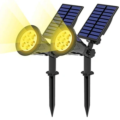 Image de T SUN Spot Solaire Extérieur, 2 packs Lampe de 7 LED Super Brillant Projecteur Solaire, Etanche IP65, Modes d&#039;éclairag, 180 Réglable, Eclairage Extérieur pour Jardin, Chemin(Jaune)