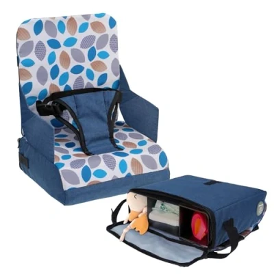 Image de Dreambaby On The Go Siège rehausseur pour enfants Chaise haute portable avec compartiments de rangement pratiques S&#039;adapte à la plupart des chaises salle manger Léger, compact et facile