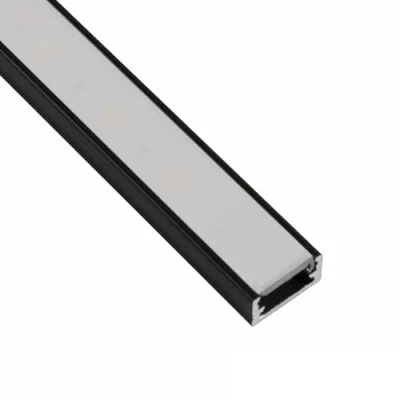 Image de ledomec Profilé LED fin en aluminium 14 x 7 mm Noir Avec cache (1 m Couvercle mat)