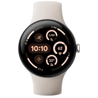Image de Google Pixel Watch 3 45mm Argent (Beige Bracelet)