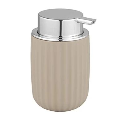 Image de WENKO distributeur de savon Agropoli beige d&#039;une contenance 250 ml, rechargeable pour savons liquides, en plastique haute qualité et à la surface structurée, 7,5 x 12,5 9 cm
