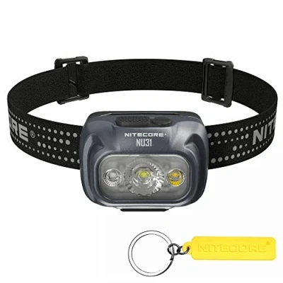 Image de Nitecore NU31 Lampe frontale légère en aluminium avec triple sortie USB C rechargeable 550 lumens Gris