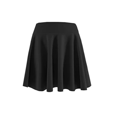 Image de JOPHY &amp; CO. Jupe mi Longue plissée Polyvalente pour Filles, Taille élastique, Courte Noire, 10 Ans