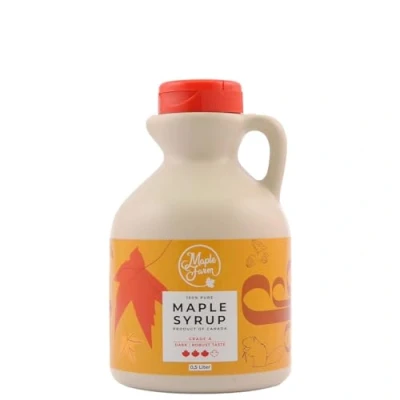 Image de MapleFarm pur sirop d&#039;érable Catégorie A, Foncé goût robuste 0,5 litres (660 g) Original maple syrup Grade A Dark, robust taste Pancake