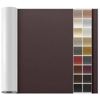 Image de Simili Cuir Autocollant, 10 x 160 cm Patch de réparation en Auto adhésif, Kit pour Sièges D&#039;auto, Canapés, Bateau, Chaises Brun foncé