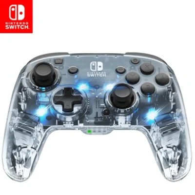 Image de Afterglow led sans Fil deluxe Gaming Manette Licencie Nintendo pour Switch And Oled Rgb Hue Color Lights See Through Gamepad Paddle Buttons