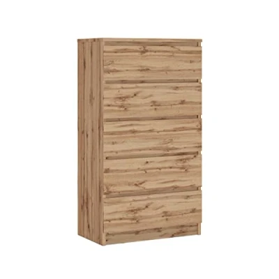 Image de 3E 3xE living.com Commode avec 5 tiroirs chêne wotan, L : 70 cm, H 125 cm P 39
