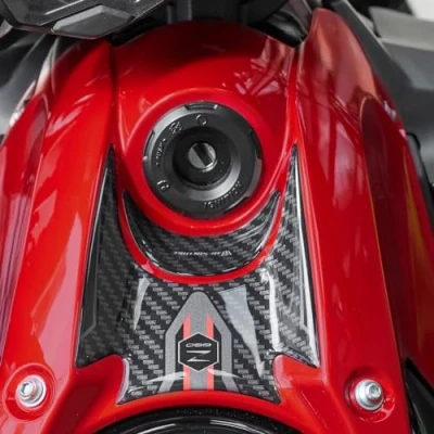 Image de Resin Bike Autocollant Moto Compatibles avec Kawasaki Z650 2024 Candy Persimmon Red/Ebony. Protection Zone de Clé Contre Les Chocs et Éraflures. 3D Résinés Made in Italy