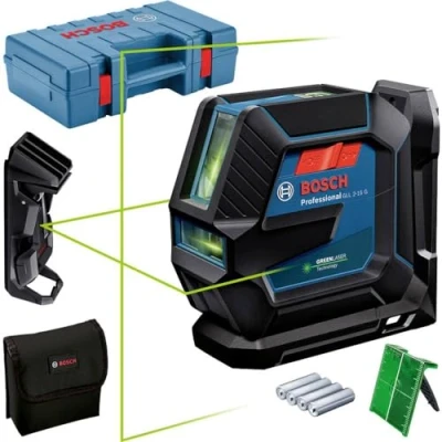 Image de Bosch Professional Niveau Laser GLL 2 15 G (faisceau vert, d&#039;intérieur, support LB 10, pince plafond, portée visible: jusqu’à m, 4x piles AA, coffret de transport)