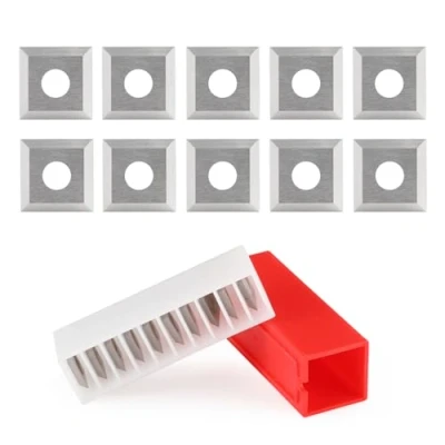 Image de Trvoxviq Lot de 10 lames réversibles rechange (12 x 12 2,2 mm, 35 ), en carbure tungstène, aiguisées sur le côté carré, tungstène (HW) pour fraiseuse à bois, outil tournage
