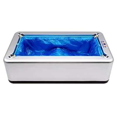 Image de distributeur automatique de couvre chaussures avec une boîte recharges gratuites, meilleur chaussons du Royaume Uni modèle G BD001T Global Care Market®, Argenté., Taille unique