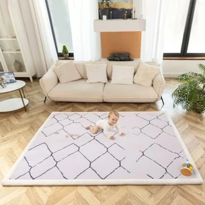 Image de Tapis d&#039;éveil Bébé 200x150x2,5cm, Berbère de Jeux avec Mousse Mémoire Haute Qualité Antidérapant pour Bébé, Sol Enfant, Tatami