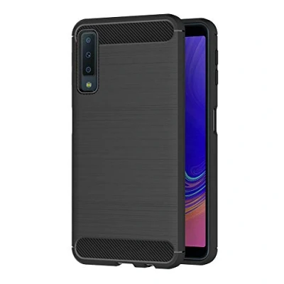 Image de AICEK Coque Samsung Galaxy A7 2018, Noir Silicone pour 2018 Housse Fibre de Carbone Etui Case (A750 6,0 Pouces)