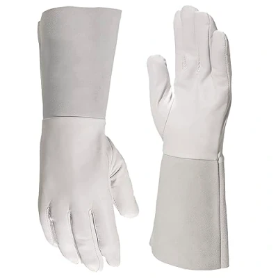 Image de GYS Gants de Soudage Pro TIG Taille 10 manchette en CROUTE Blanc