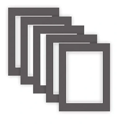 Image de nielsen Conservation Passepartout carton 2,2 mm set de 5 pièces format extérieur 30x40 cm pour d&#039;image 20,5 x 29,5 (DIN A4) gris graphite (gris foncé) surface structurée