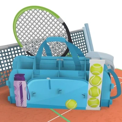 Image de MOKIO® Carte Pop Up tennis cadeau 3D pour un anniversaire, Chèque les fans de