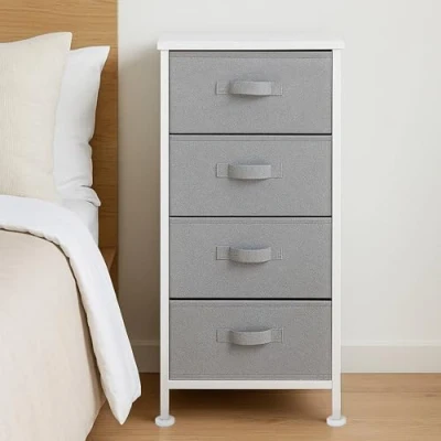 Image de Amazon Basics Commode pour armoire 4 tiroirs en tissu blanc