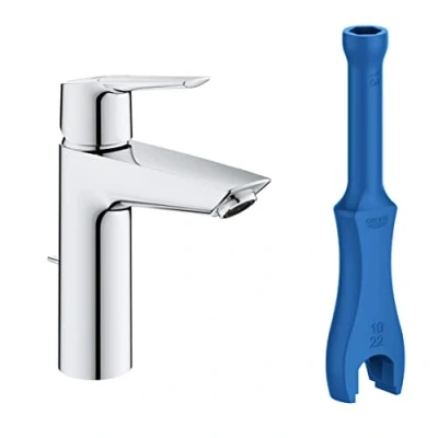 Image de GROHE QUICKFIX Start Mitigeur monocommande lavabo de salle bains Start, avec tirette vidage, mousseur économie d&#039;eau, taille M, chromé, 23552002 (Import Allemagne)