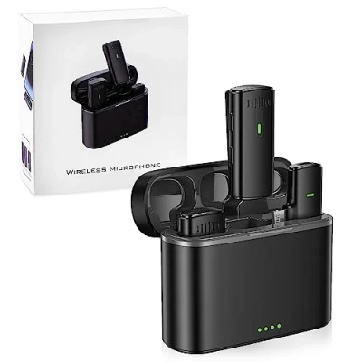Image de lulaven Mini Wireless Lavalier Microphone for iPhone Plug &amp; Play Intelligent Noise Reduction Video Recording, Vlog, Interview, 7H Battery, 20M Transmission