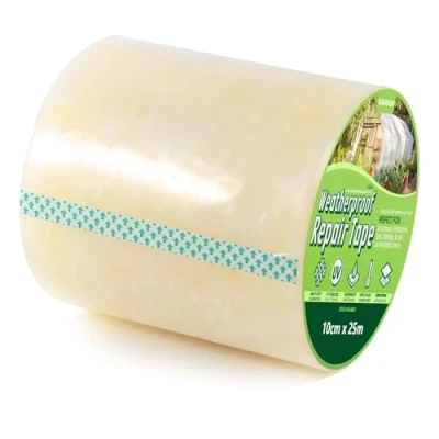 Image de KAHEIGN 10cm x 25m Ruban de Réparation pour Serre, 6 mil en Polyéthylène Transparent Feuilles Plastique Polytunnel Serre Film Couture Scellage