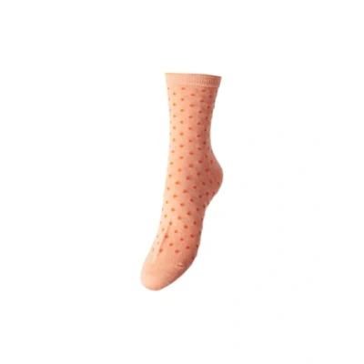 Image de PIECES PCSEBBY Glitter Long 1 Pack Pattern Noos Chaussettes, Mock Orange/Detail:Small Dots in Tangerine Tango, Taille Unique Femme