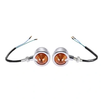 Image de GOOFIT 12V 10W Moto Remplacement pour arrière Vintage refit Phare Chrome Amber Bullet Clignotant Lumiere Lampe