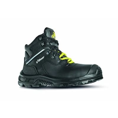 Image de Upower Mixte Thanos ESD S3 UK CI SRC Chaussure Bateau, Noir Jaune, 43 EU
