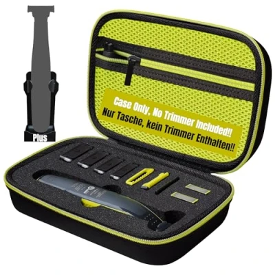 Image de Woollo Sac Compatible avec Philips OneBlade Face + Corps QP2734 QP2724 QP2824 QP230 QP220 QP437 QP2630 QP2620 QP2530 QP2520 Portable Dure Voyage Case Etui Housse de Protection Vert Extérieur