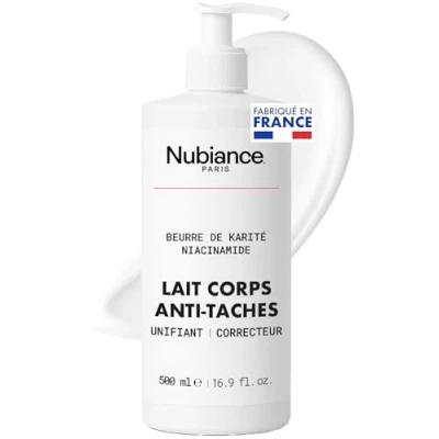 Image de NUBIANCE Lait Corps Éclaircissant &amp; Unifiant HRB 3 500ml Anti Taches au Beurre de Karité Protection contre l’Hyperpigmentation, Hydratation Profonde Peau Douce, Souple et Lumineuse