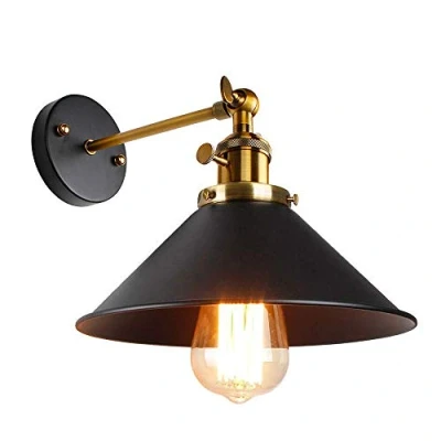Image de Applique Murale Vintage Industrielle, Réglable Lampe de Plafond Noir en Métal, Plafonnier Luminaire Rétro Interieur pour Chambre, Cuisine, Restaurant, Couloir, Café, Bar