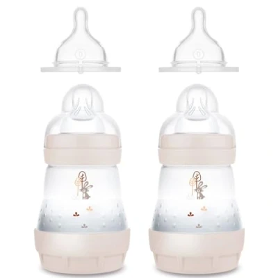 Image de MAM Biberon Anti Colique, 160ml, 0+ mois, Tétine Débit 1 lot de 2 + 0 pour lait mère &amp; nourrissons âge